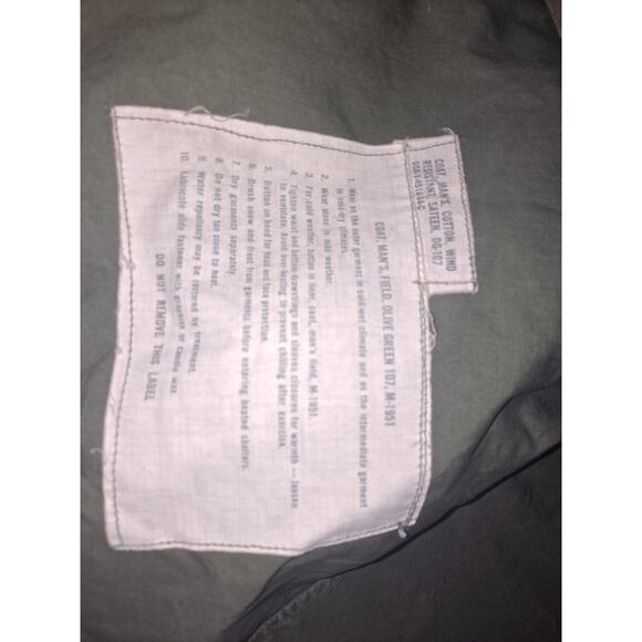 VTG US Army Olive Green M-1951 107 Shell Heavy Field Coat Jacket Regular Small - Picture 8 of 8